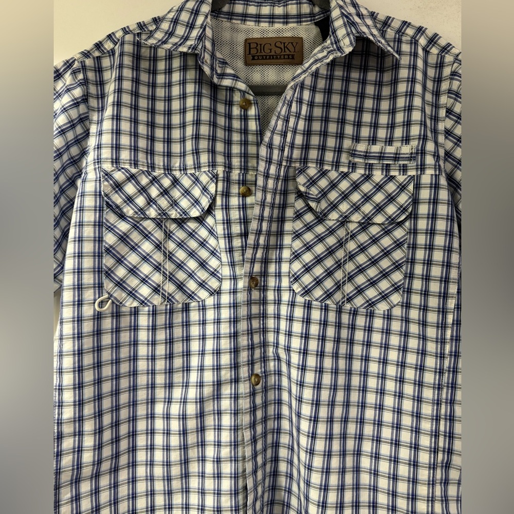 Blue Plaid Casual Button Down Shirt - Picture 3 of 4